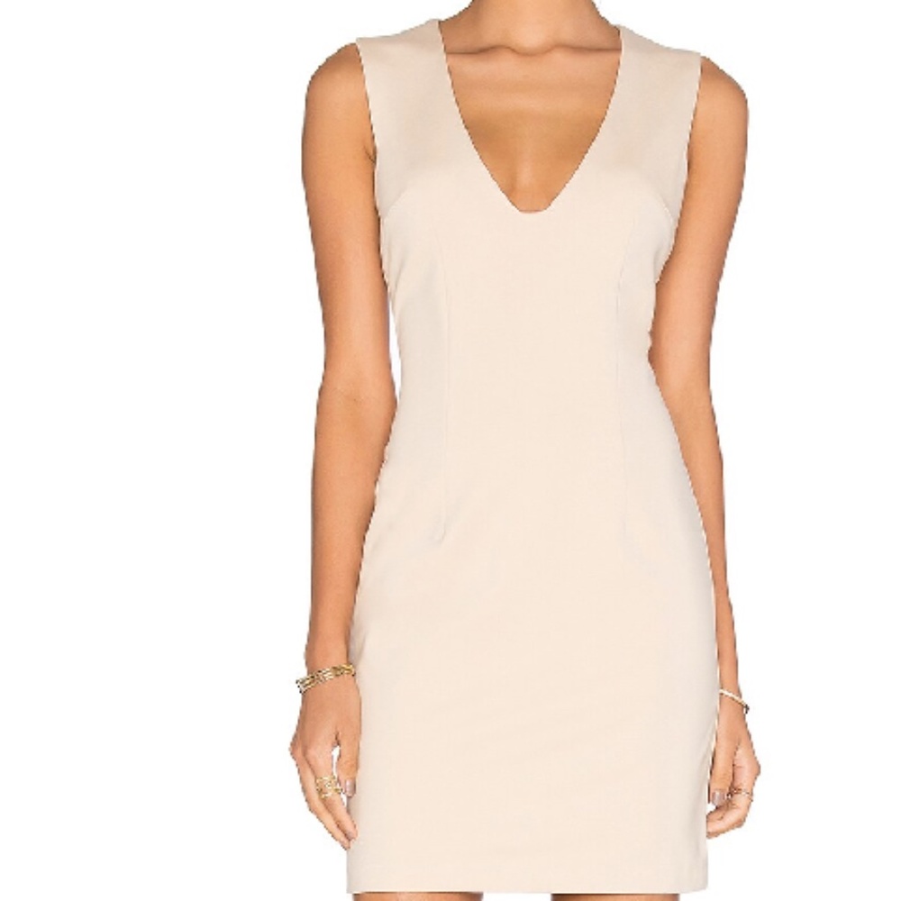 Blaque Label Plunging Neckline Mini Dress BLAQUE LABEL Size S Color- Sand